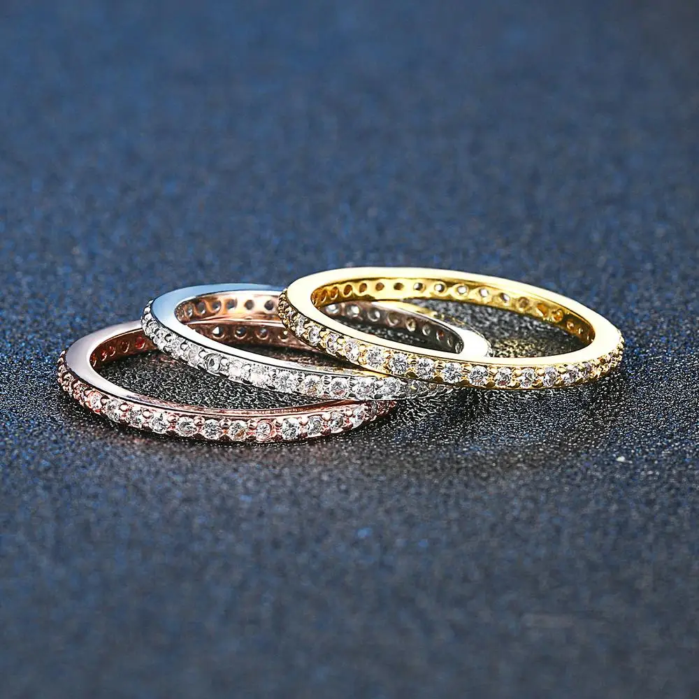 Petits bagues délicates et mignonnes pour femmes, en Zircon rond, accessoires de doigt, couleur argent, bijoux coréens, vente en gros, R638