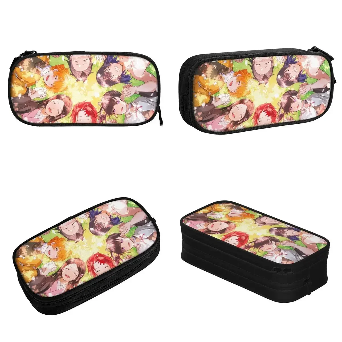 Demon Slayer Tanjirou Pencil Case Nezuko Agatsuma Zenitsu Pen Box Bag for Student Large Students School Zipper Pencil Pouch