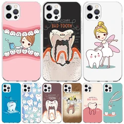 Wisdom Teeth Dentist Tooth Case Phone Cover for Apple iphone 16 15 14 13 12 Mini 11 Pro Max 16E X XS XR 7 Plus 8 + SE 2020 Trend