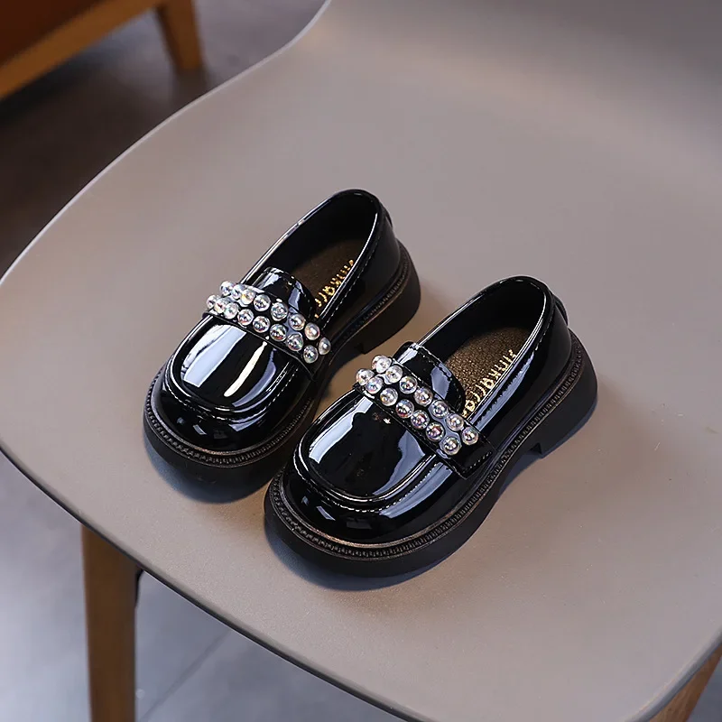 

Spring Autumn Girls Black Leather Shoes Fashion Non-slip Kids Causal Loafers White Children's School Princess Mary Jane Shoes