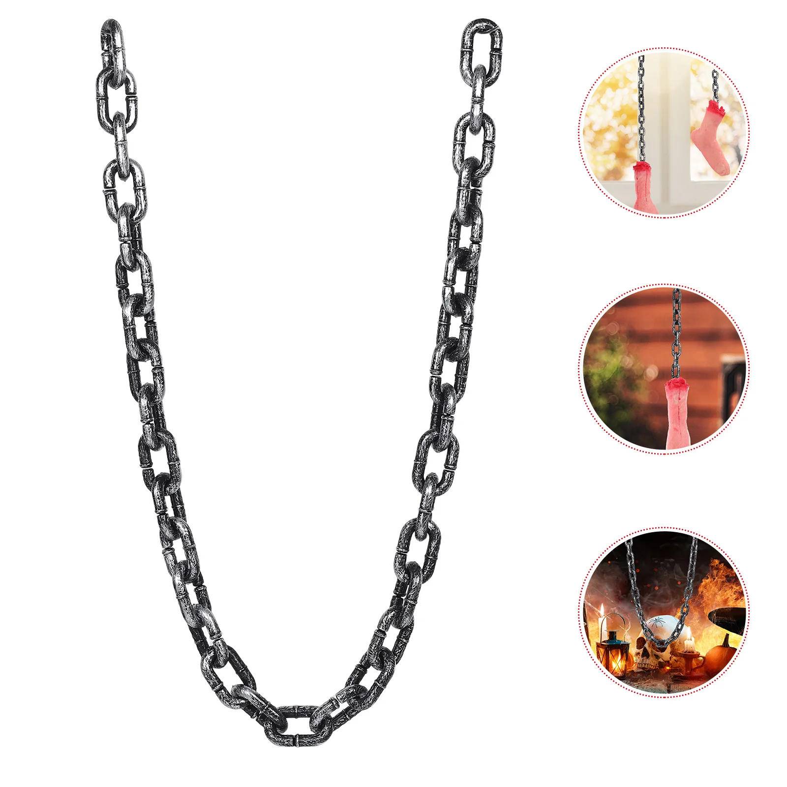 151.5cm 할로윈 플라스틱 체인 소품: 유령의 집 파티 의상 해적 테마 이벤트 감옥을 위한 사실적인 감옥 체인 장식