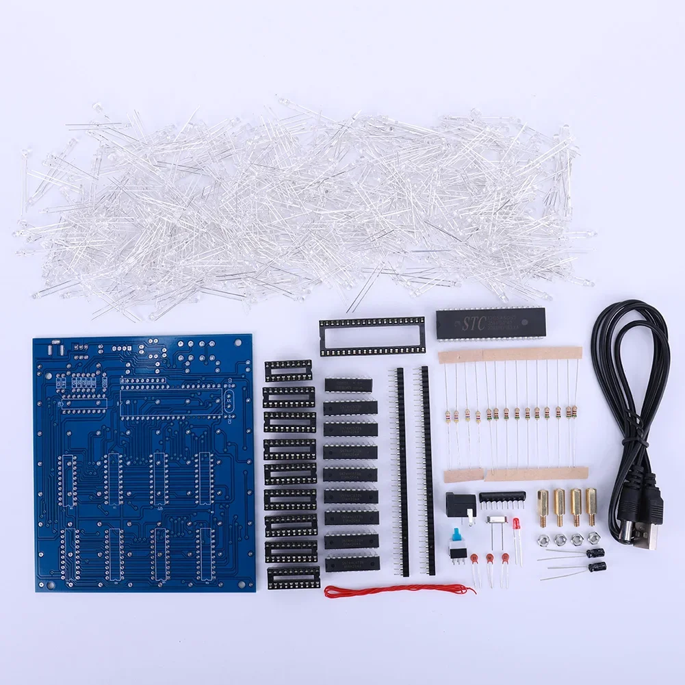 3D8 8x8x8 3MM Squared LED Electronic Toy Soldering Project Kit 4.5-5.5V Mini 3D Led Cube DIY Electronics Kit Cube Soldering Kit