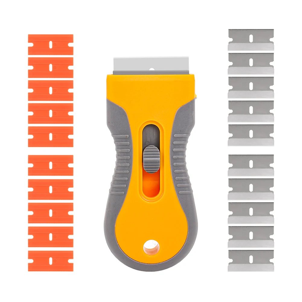 Retractable Window Glass Glue Sticker Remover Car Cleaning Razor Scraper Fiber Vinyl Wrap Film Oven Tint Clean Squeegee Tool