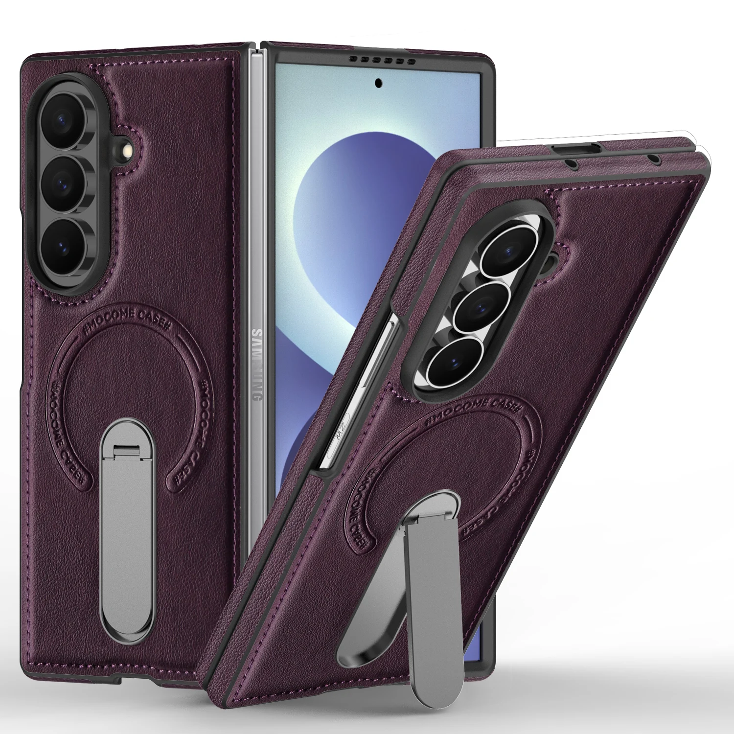 Luxury business leather For Magnetic bracket phone Case, For Samsung Galaxy Z Fold 8 Ultra Wide Fold 7 6 5 4 For Magnetic Cover