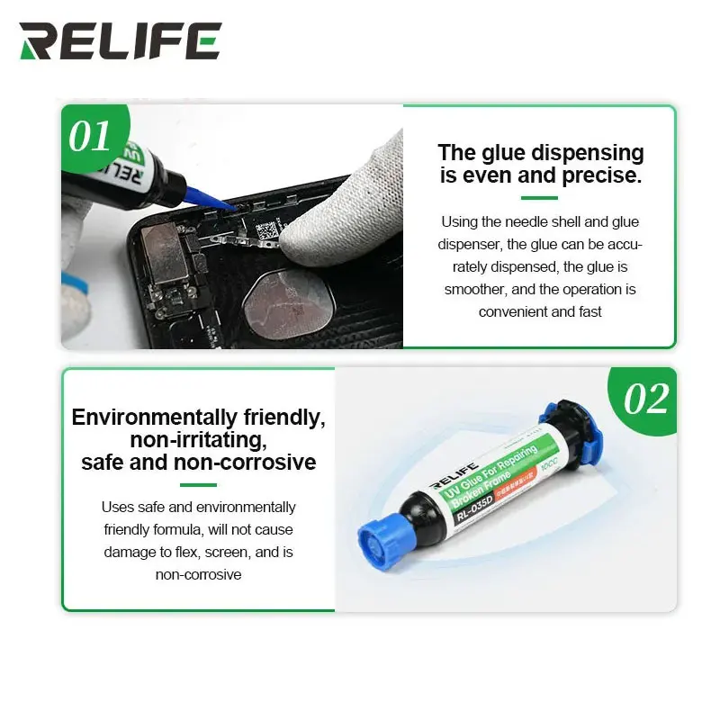 RELIFE RL-035D Broken Frame Repairing Glue Strong and High Hardness Fast Curing Not Damage LCD Phone Middle Frame Repair Tools