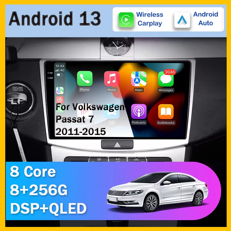 

Android13 Car Radio For Volkswagen VW Passat B6 B7 CC 2007-2016 Multimedia Video Player Carplay Auto GPS Navigation 5G WIFI DSP