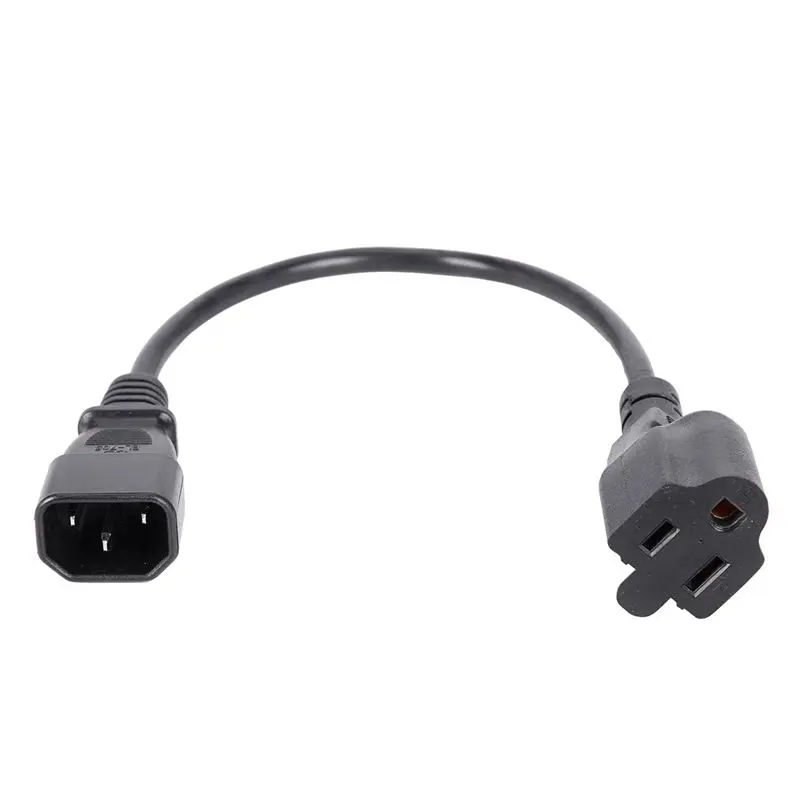 3Pcs 1Ft IEC 320 C14 Male Plug To NEMA 5-15R 3 Prong Female PC Power Adapter Cable Black