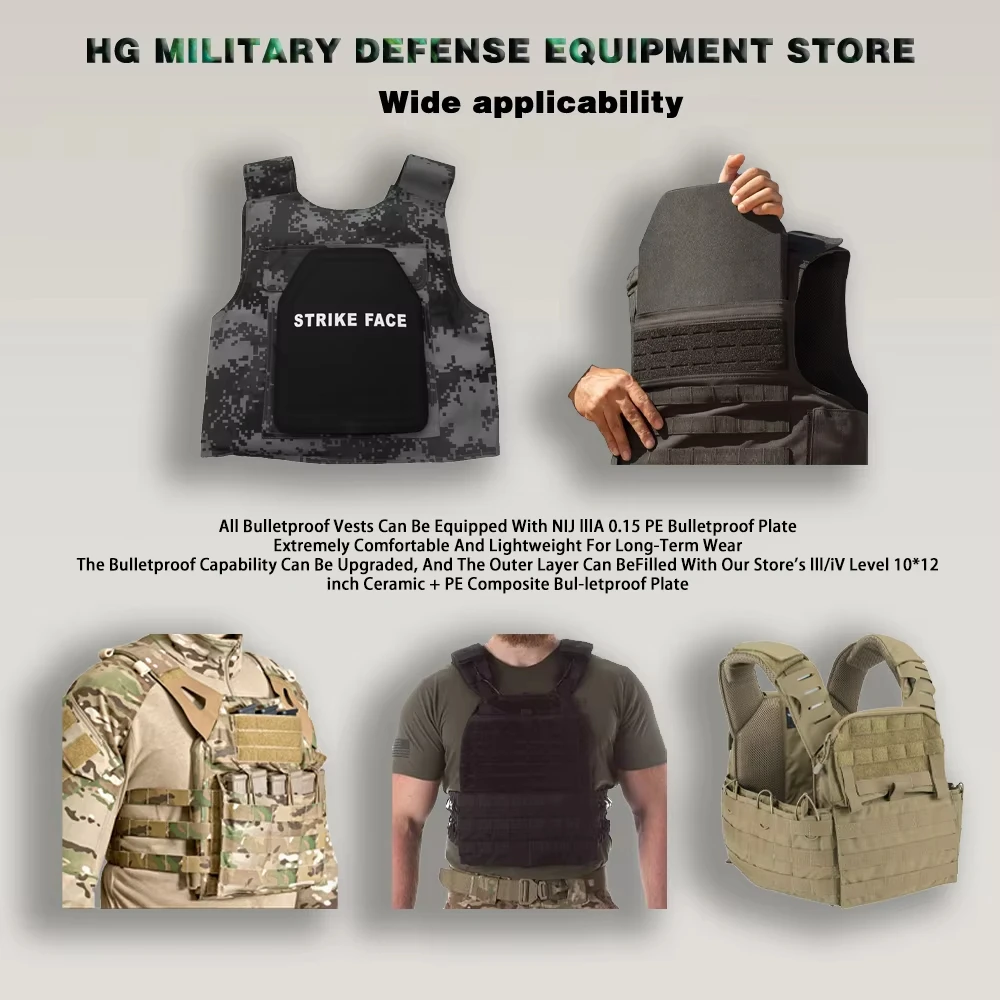 Bulletproof And Stab-Proof Ultra-High Molecular Weight Polyethylene Tactical Vest Chest Plate NIJ IIIA Level PE Shield Insert