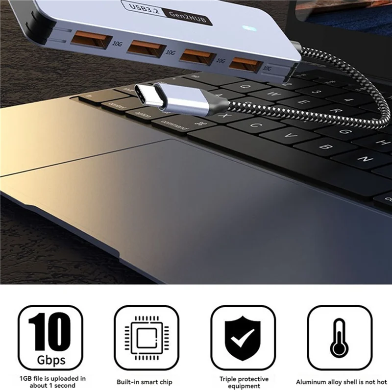 ABZW 3X 10Gbps USB 3.2 GEN2 HUB USB C HUB Répartiteur USB haute vitesse USB Type-C 3.2 HUB