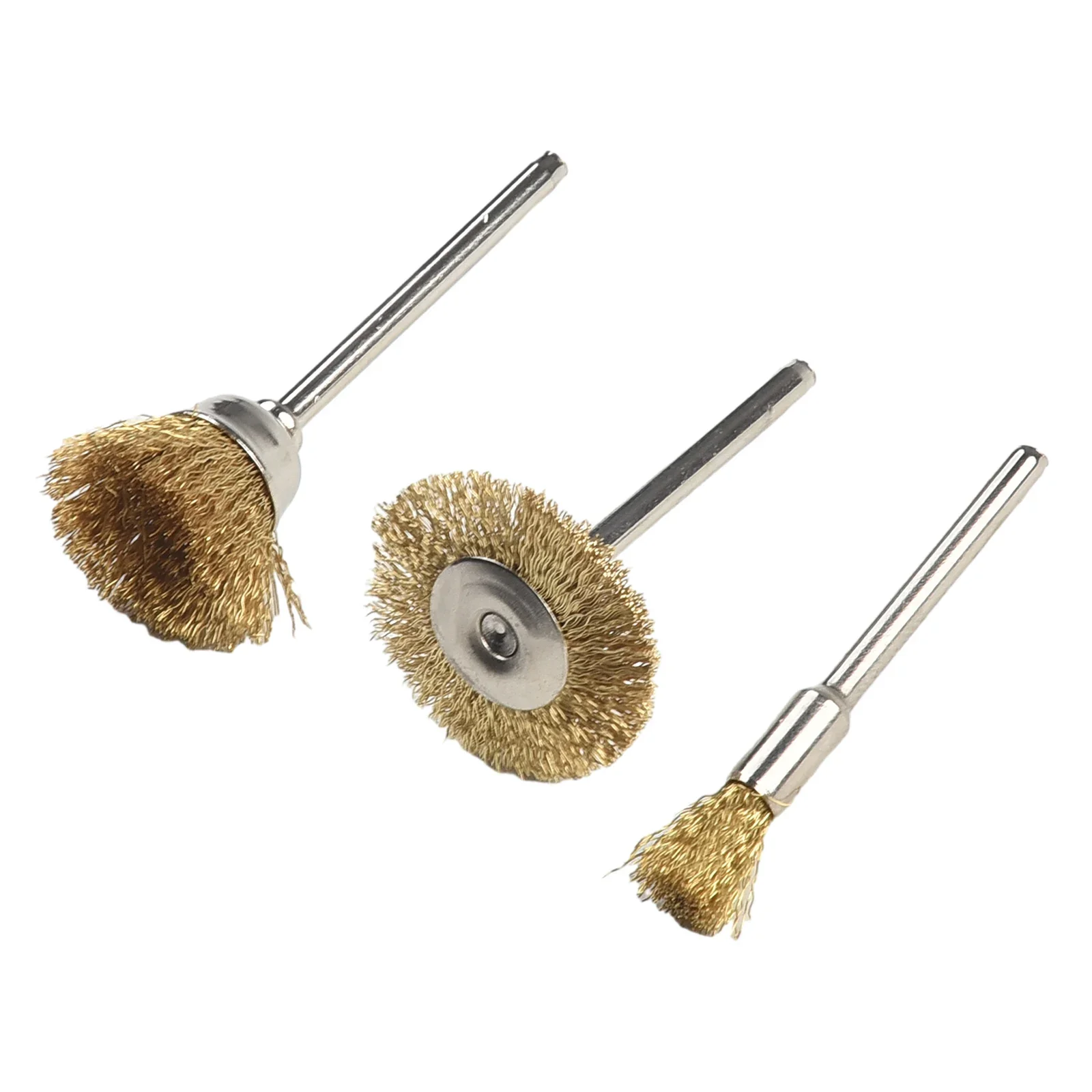 3pcs Copper Wire Brushes Set Wire Wheel Cup Brushes Bits Set Rust Paint Remover For Rotary Tool Cleaning  Deburring Brushes