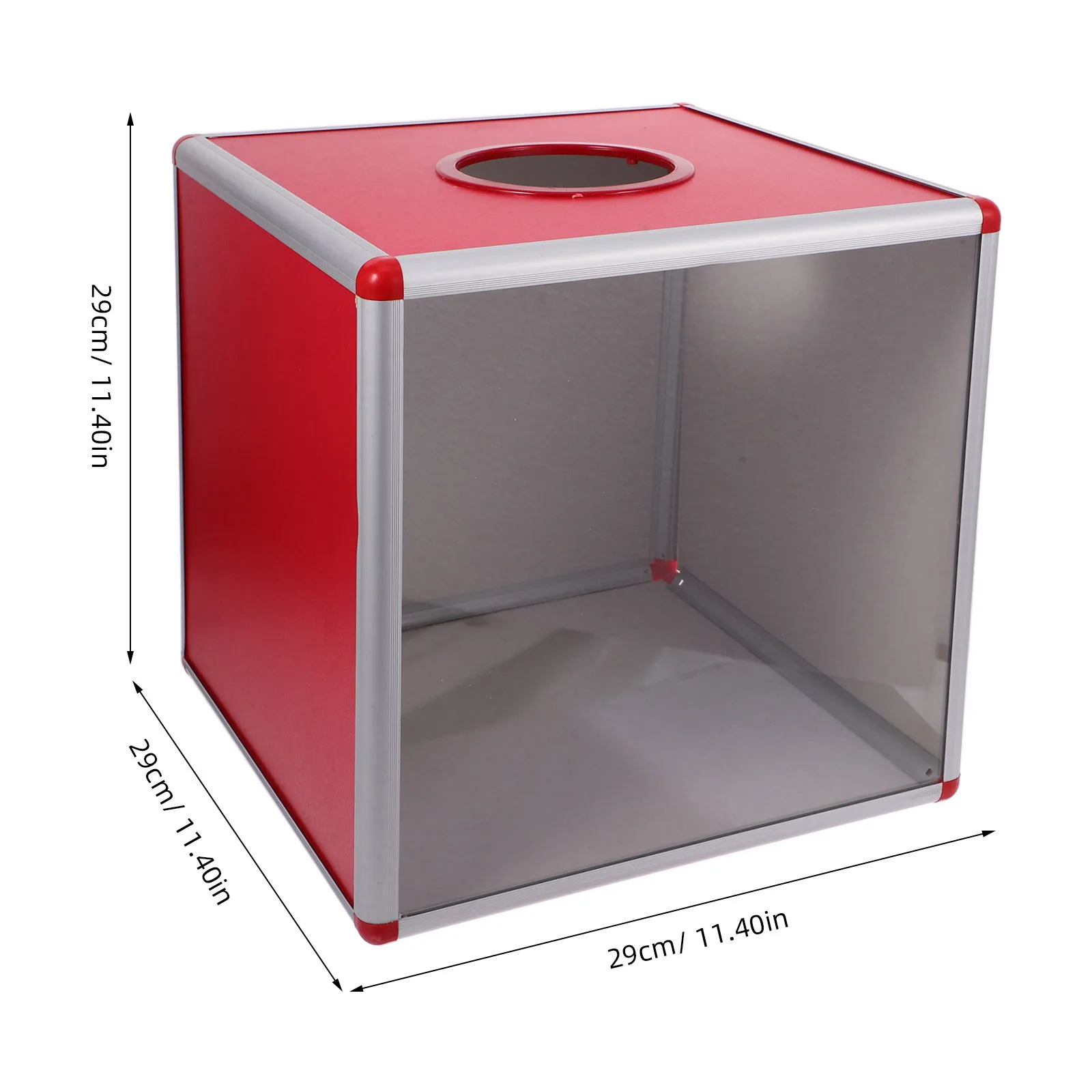 فتحة تخزين تذكرة شفافة لصندوق السحب الأحمر الشفاف لألعاب حفلات التبرع بالتصويت وأحرف الصمامات وأحداث الرسم