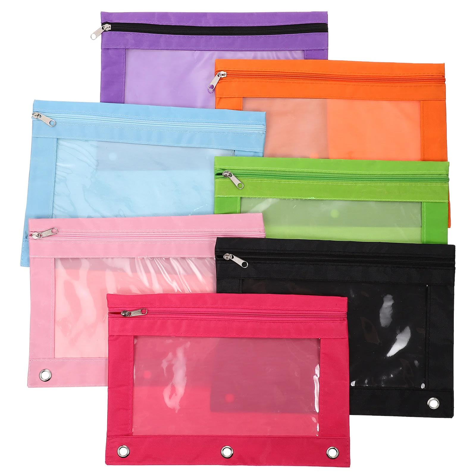 

7pcs Pen Bag Large Capacity Stationery Accessory Oxford Cloth PVC Material Pencil Case For Kids School Office Use Document