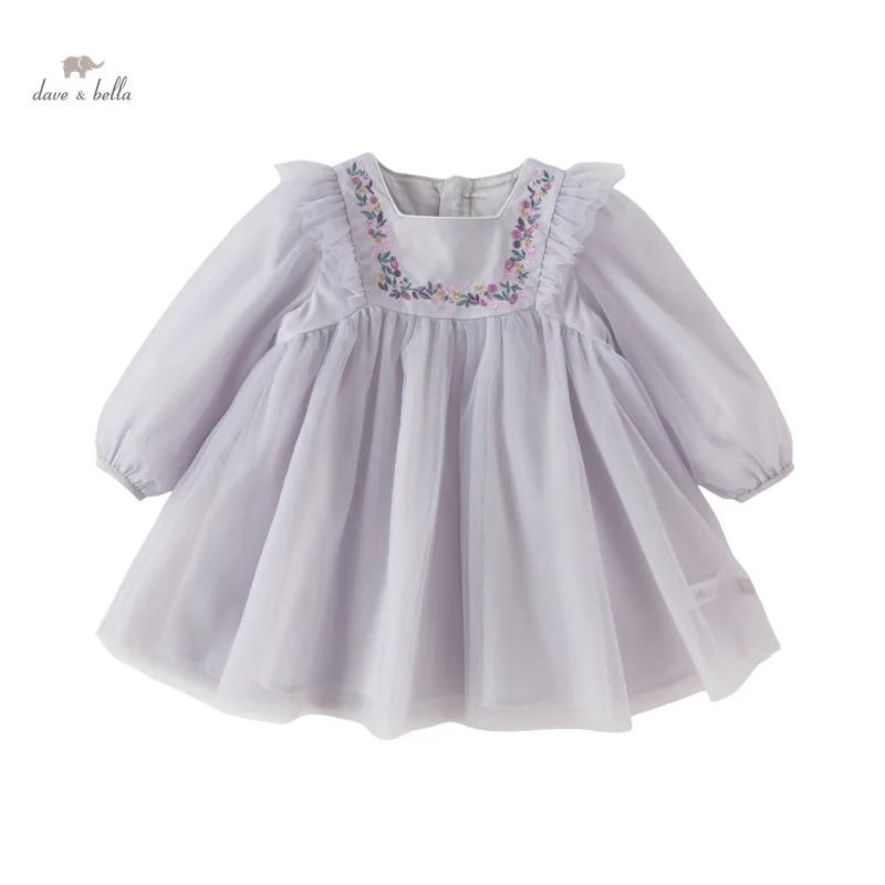 Dave Bella Princess Dress for Girls Children Baby 2024 New Spring Noble Charm Sweet Classy Lovely Mesh Fashion Party DB1248204