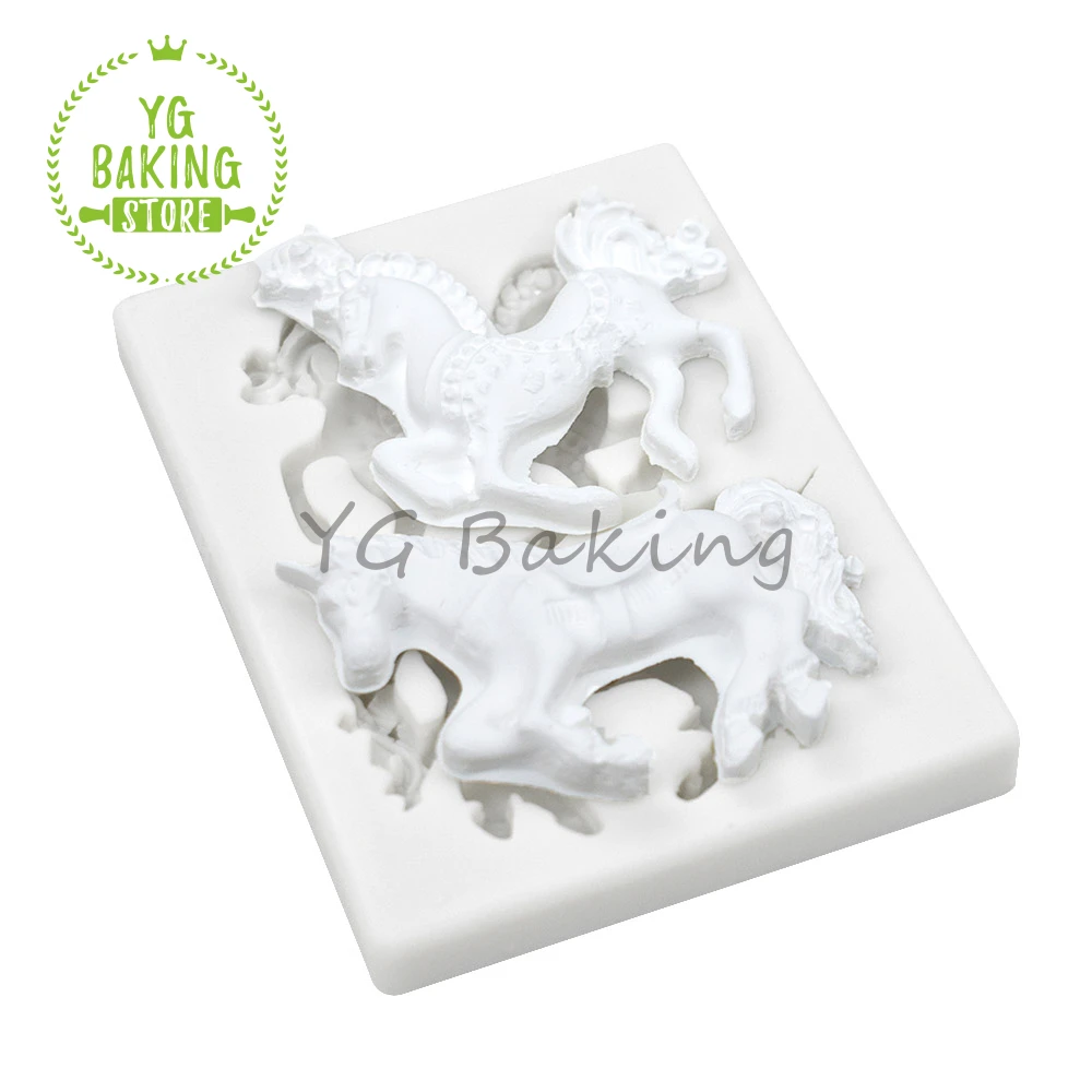 Dorica New Trojan Horse Design Silicone Mold Fondant Cake Decorating Tools Kitchen Accessories Bakeware Pastry Cake Mould