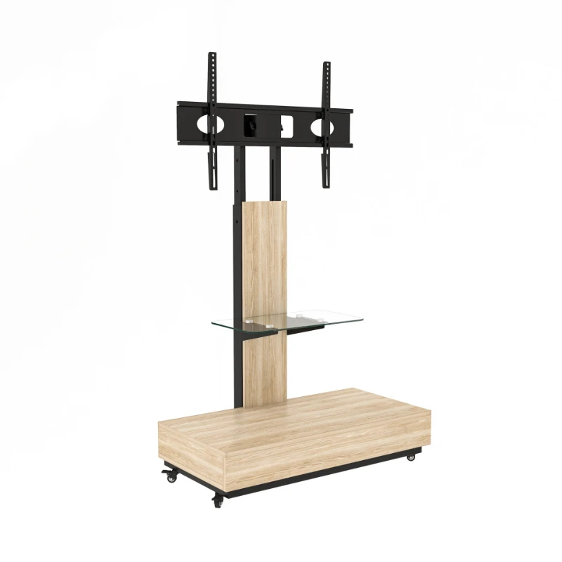 Furniture TV Cabinet with Drawer with Lock Pulley Middle Glass Style Living Room Furniture