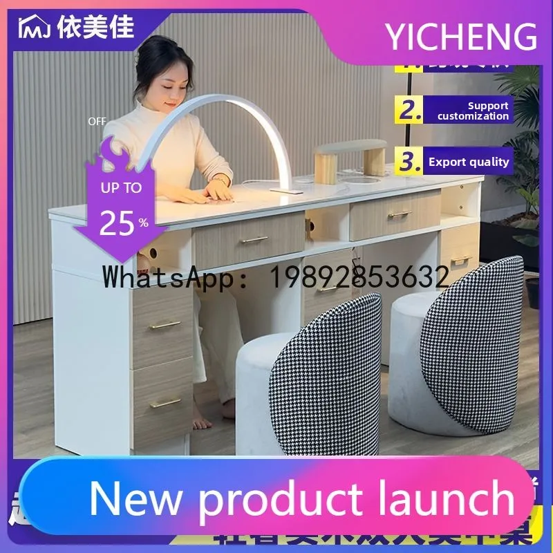 HYS solid wood paint manicure table and chair set simple manicure shop table double manicure table