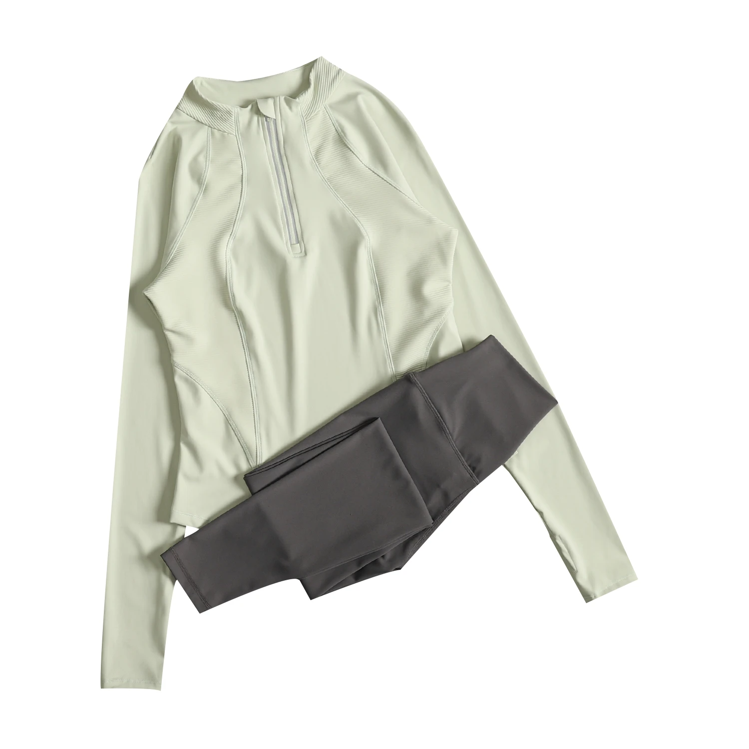 ชุดโยคะสำหรับผู้หญิงในฤดูใบไม้ร่วงและฤดูหนาว ชุดออกกำลังกายพิลาทิสระดับไฮเอนด์ ชุดฟิตเนสแบบซิปครึ่งตัว ช่วยกระชับสัดส่วน