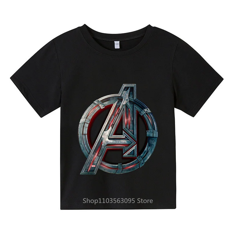 

2024 Summer Avengers Cartoon Graphic Tee Boys Girls Cotton Casual Chic Short Sleeve Kids Clothing New Arrival