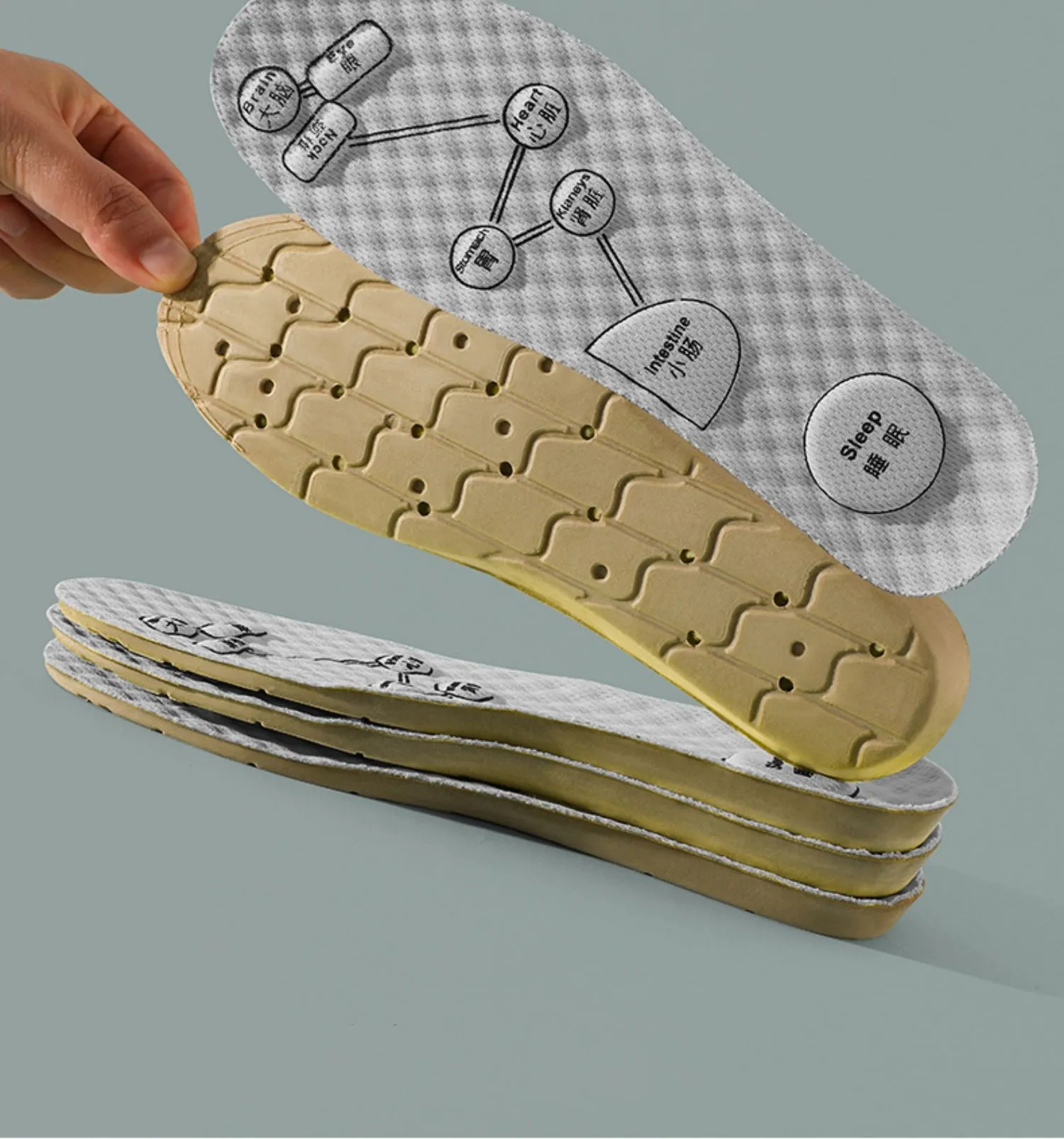 Deodorant Gesunde Einlegesohlen für Schuhe Massage Akupunkturpunkte Arch Support Plantarfasziitis Vorlage Einlegesohle Männer Frauen Schuhsohle Pads – Detail 14