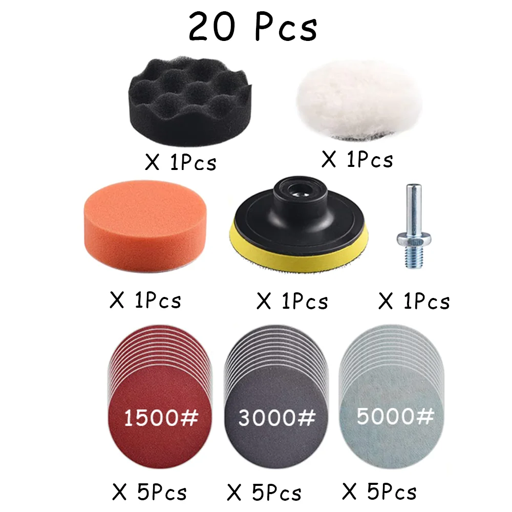 15-65 Stuks Auto Koplamp Reparatie Restauratie Kit 3 Inch 75 Mm Schuurplaat Waxen Spons Schuurpad voor Polijsten En Schuren