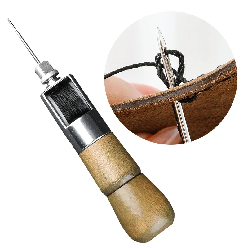 DIY Leather Sewing Awl Kit Waxed Thread Hand Sewing Tools Leather Craft Edge Stitching Belt Strips Shoemaker Canvas Repair Tools