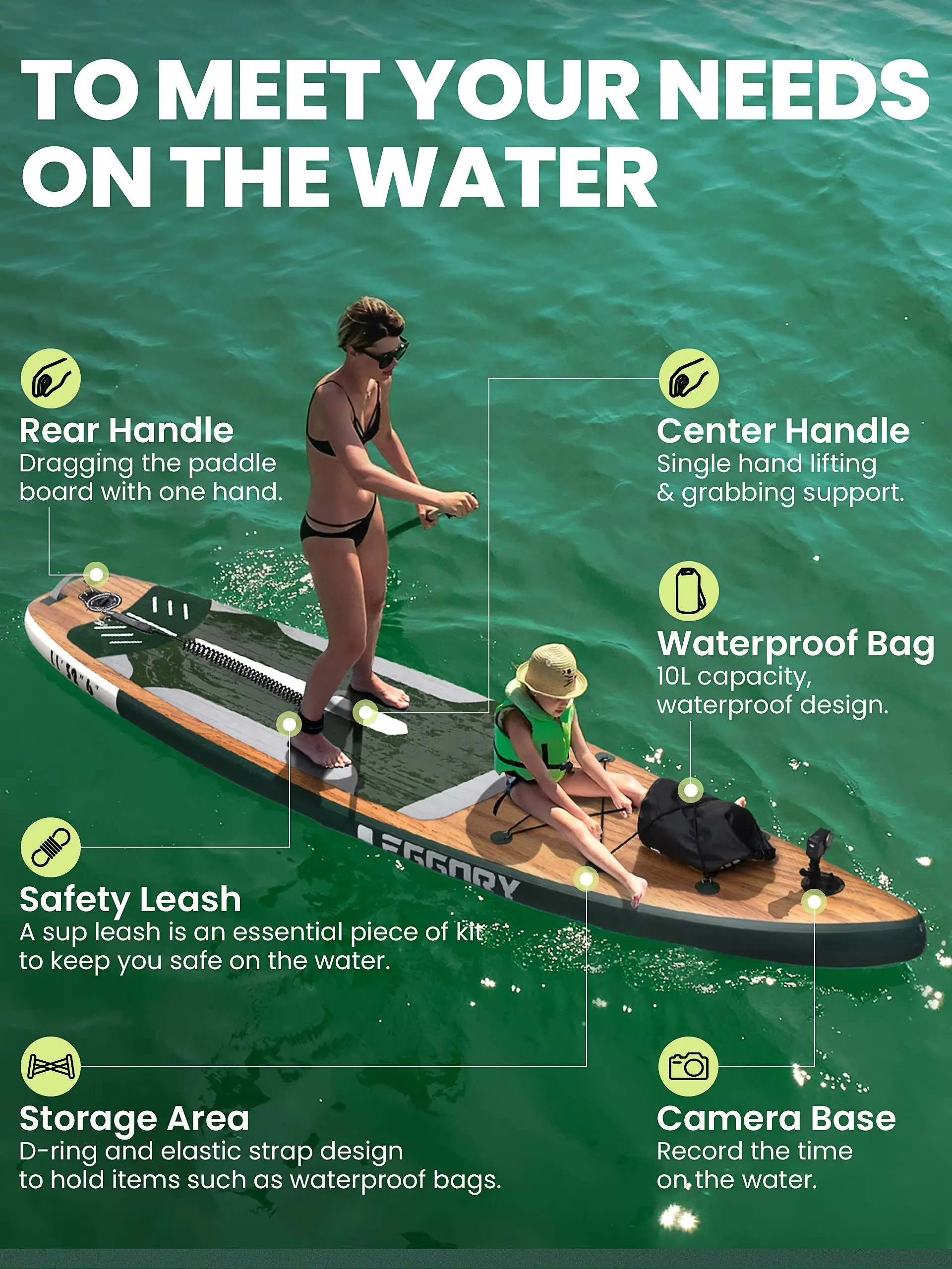 SUP Outdoor Water Station Board 11 Fuß aufblasbares Paddleboard 335 * 81 * 15 cm Maximale Tragfähigkeit 150 kg Leicht zu transportieren Geeignet für Anfänger, Wasseryoga, Angeln und Heimwassersport
