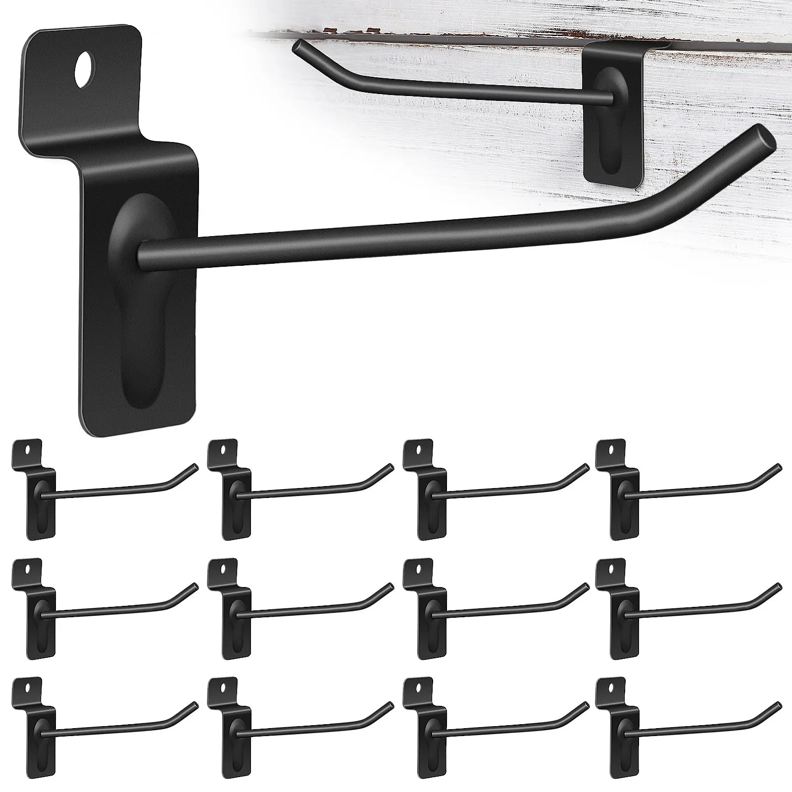 20Pcs Strong Iron Slatwall Hooks Easy Install Heavy Duty Display Hooks for Garage Workshop Retail Space Optimization Slatwall