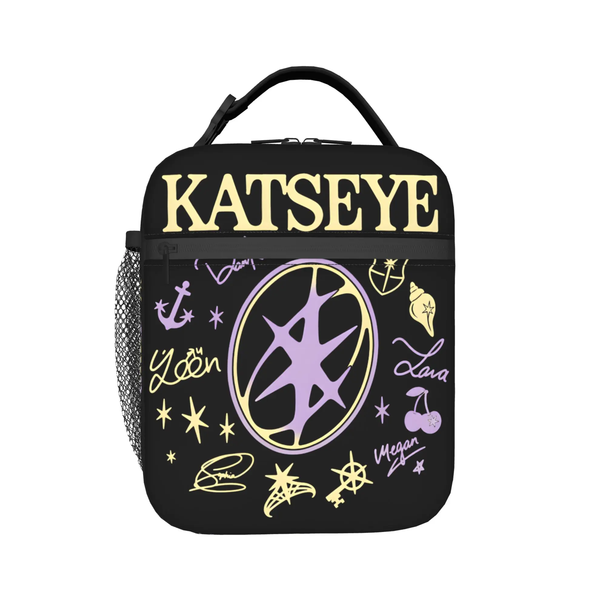 Katseye Group Member Signatures Lunchtasche für Damen, bedruckte Lunchbox, lässige Büro-Kühltasche, praktische Thermo-Tragetasche – Detail 2