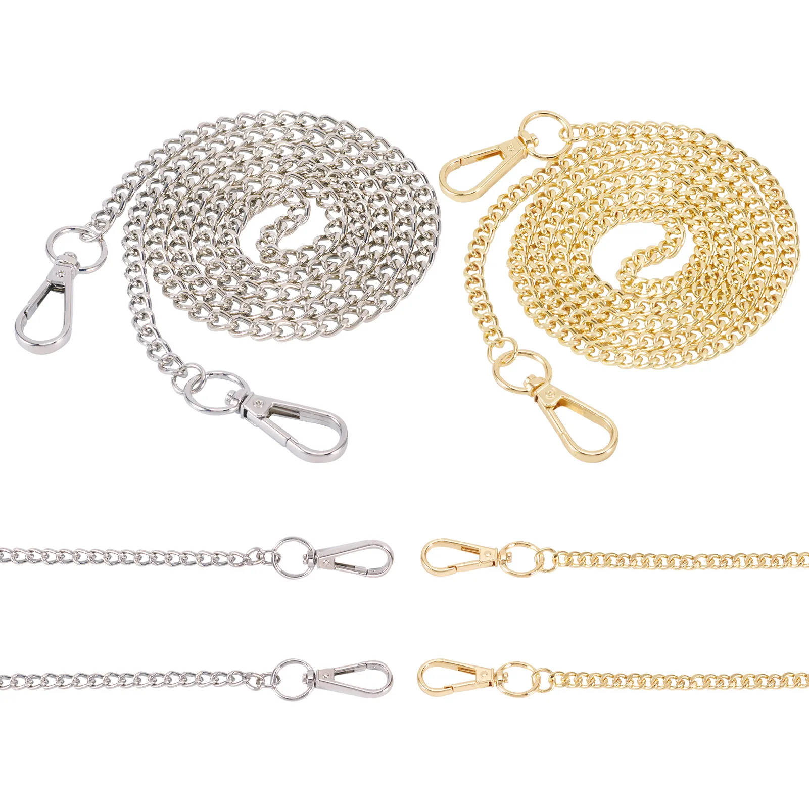 

1 Set Jewelry 2Pcs 2 Colors Bag Chains Straps Iron Curb Link Chains with Alloy Swivel Clasps for Bag Replacement Accessories