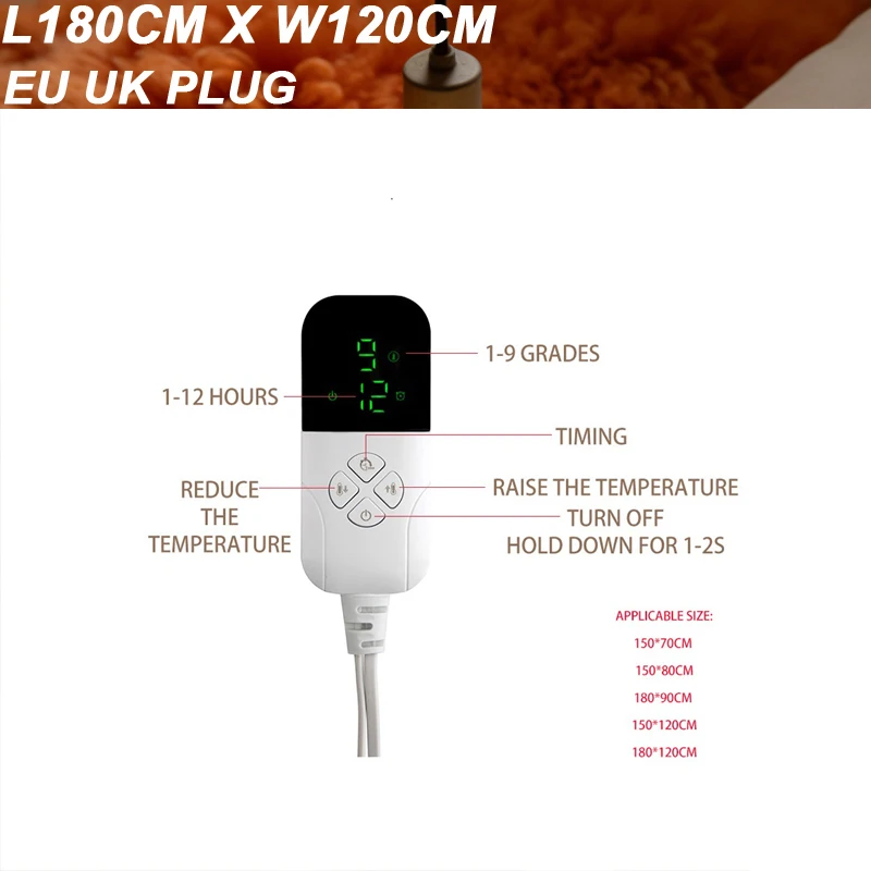 

100W Electric Blanket EU Standard One Seat Single Size Heated Mattress Pad Safe Thermostatic Warm Blanket for Bed Home Dorm Use