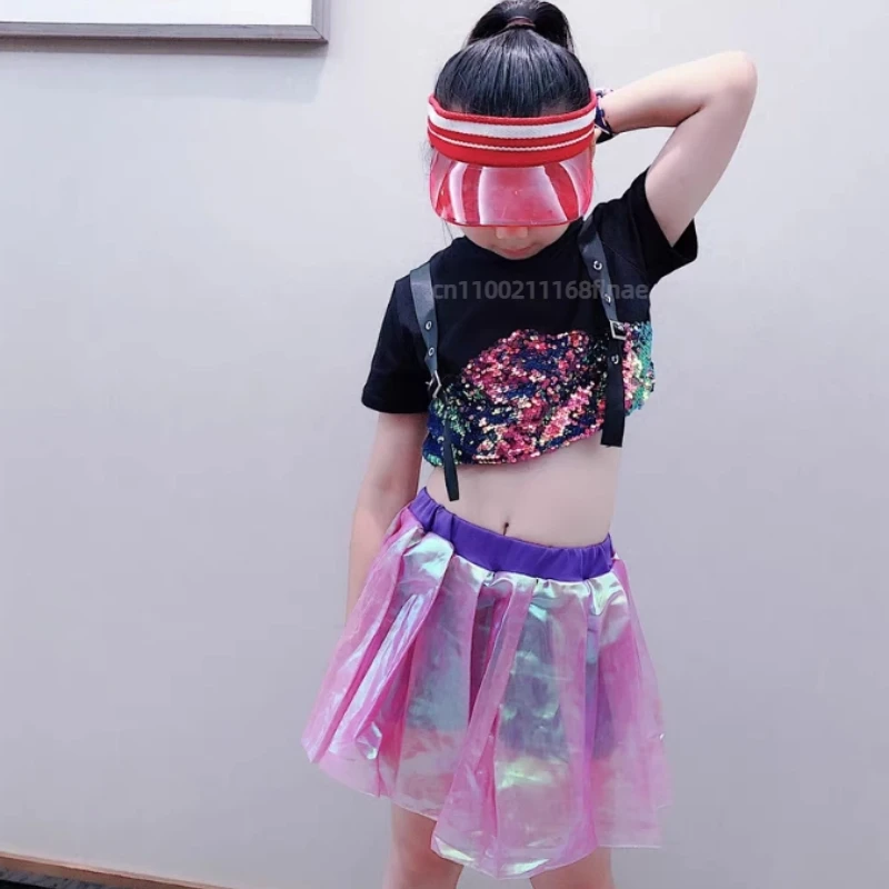 Girls' Jazz Dance Costumes, Hip-hop Children's Street Dance Runway Costumes, Girls' Cheerleading Performance Costumes Set