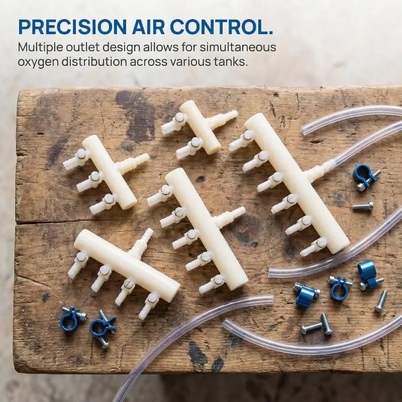»Aquarium Air Pump Hose Splitter 2-6 Way Oxygen Pipe Distributor Water Resistant for Aquaponics Fish Farming
