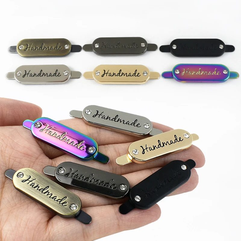 

10/20/30/40/50Pcs 35x12mm Handmade Decorative Labels Metal Buckles with Gaskets Snap Pin Clasp Apparel Decoration Diamond Button