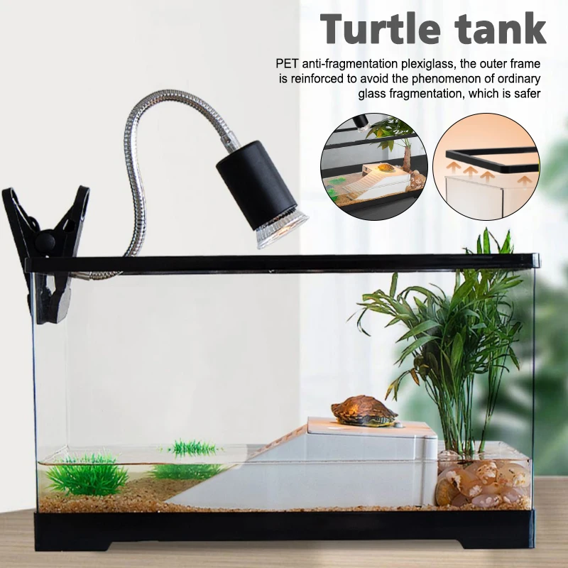 

Terrariums PET Aquarium Turtle Breeding 39*20*22CM Simulation Plant Climbing Platform Filter Set Turtle House Aquarium Fish Tank