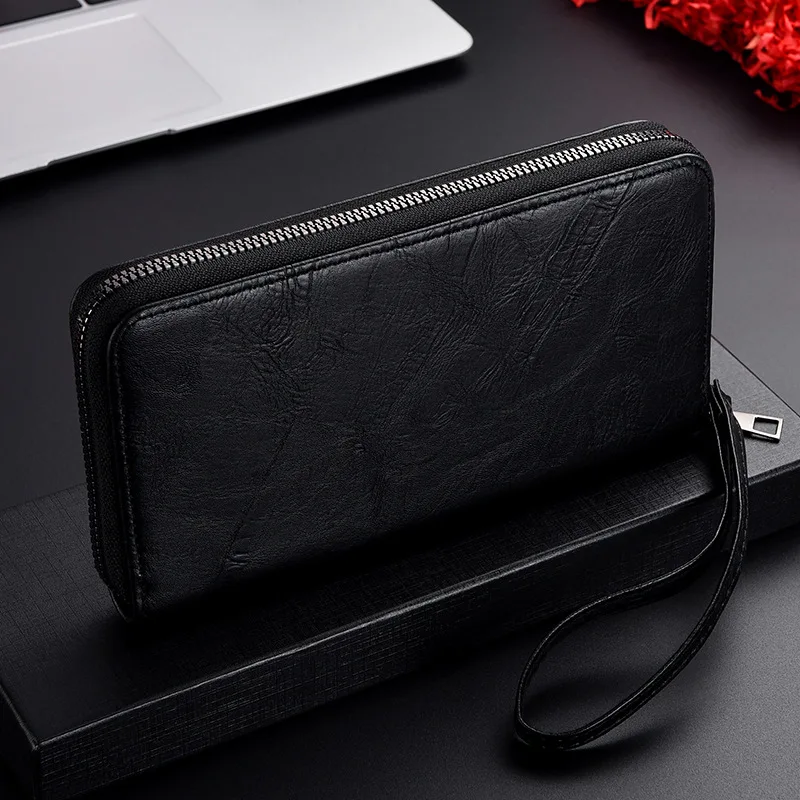 New Arrival Leather Men Wallets Large Capacity Driver License Phone Wallet Casual Male Clutch Long Zipper Coin Purses Carteir