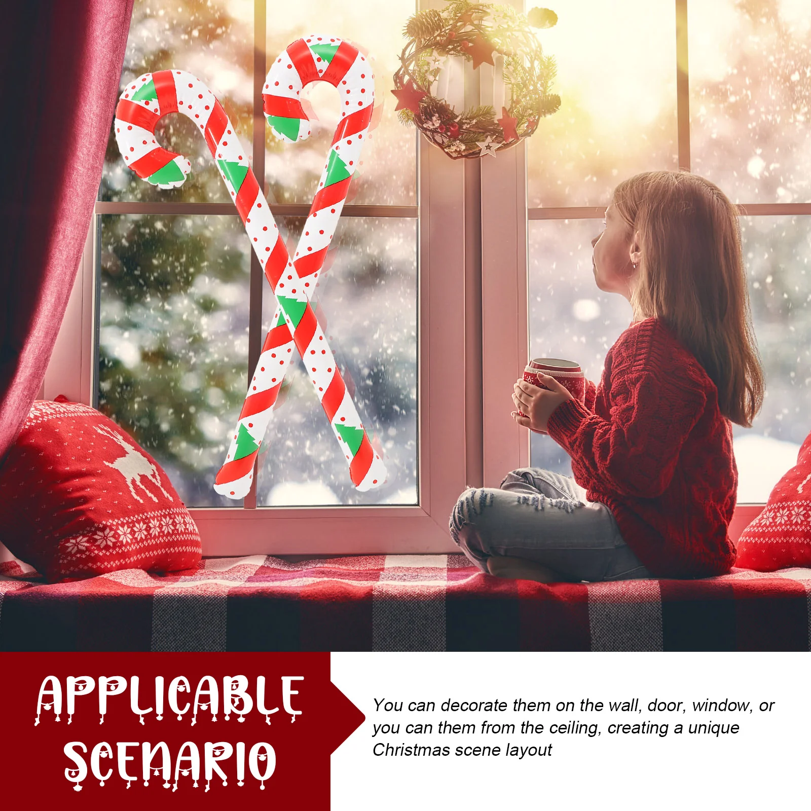 4 Pcs Christmas Walking Stick for The Elderly Pvc Candy Canes Inflatable Decorations Decorative Outdoor Red Ornaments Balloons