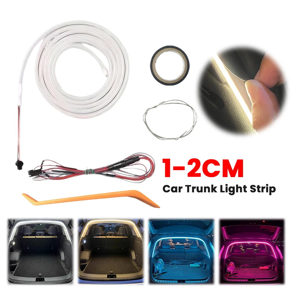 

Светодиодная полоса освещения багажника автомобиля без сверления, автоматический задний фонарь, полоса освещения багажника автомобиля для седана, внедорожника, хэтчбека, пикапа