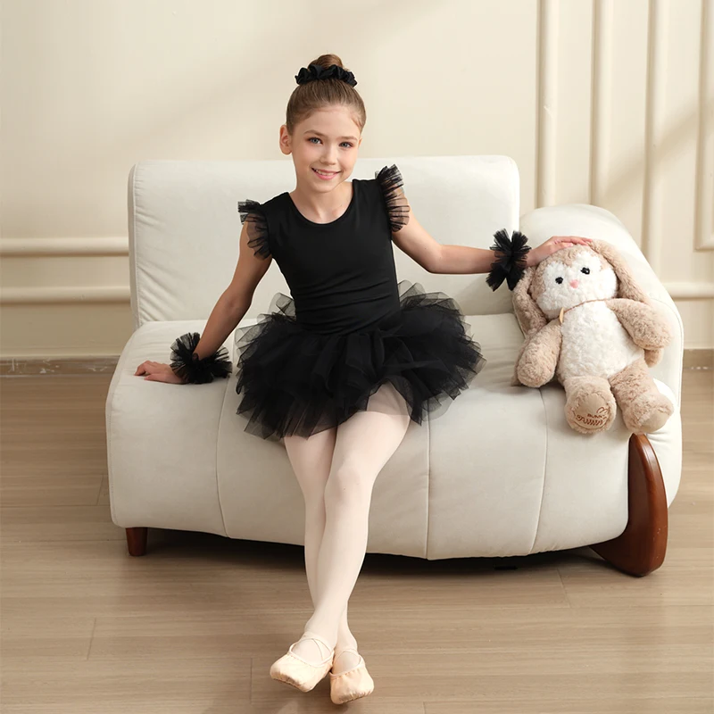 Robe Tutu de Ballet en tulle pour filles, 4 couches, justaucorps, mode professionnelle, robe de soirée dansante pour enfants, Costume de spectacle ﻿