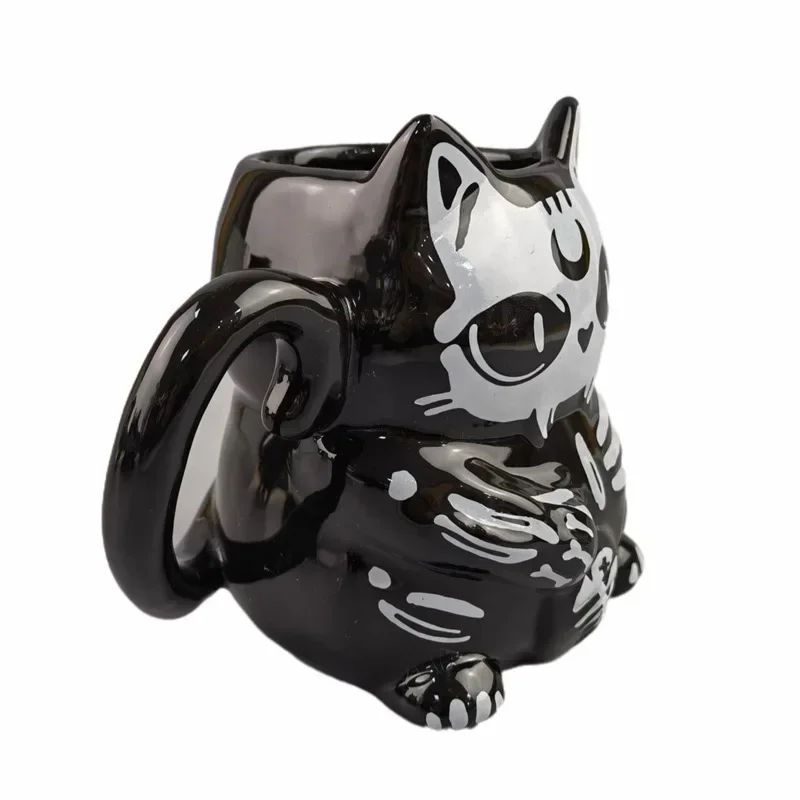 Strict Selection of Black Cartoon Lucky Cat Cup Creative Cute Ceramic Cup Halloween Ghost Festival Gift