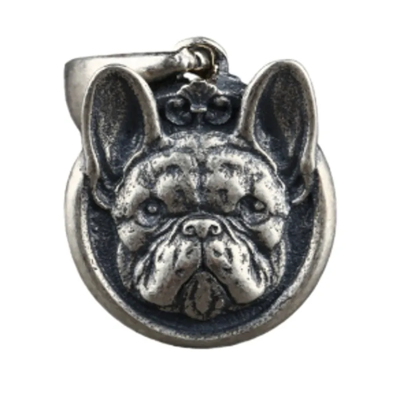 BOCAI Real S925 Silver Jewelry New Personality Bulldog Pendant for Men and Women Punk Hip Hop Trendy Birthday Gifts