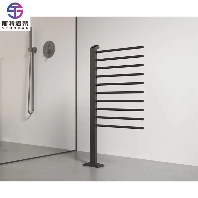 

Bathroom Traditional Heated Towel Rail Rack Freestanding Matte Black Thermostatic Freestanding Towel Warmer