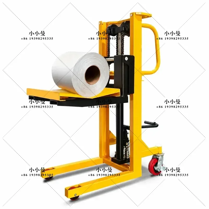 Hydraulic Lifting Platform Round Roll Film Feeding Hand Electric V-shaped Stacker Lifting Cart for Material Handling