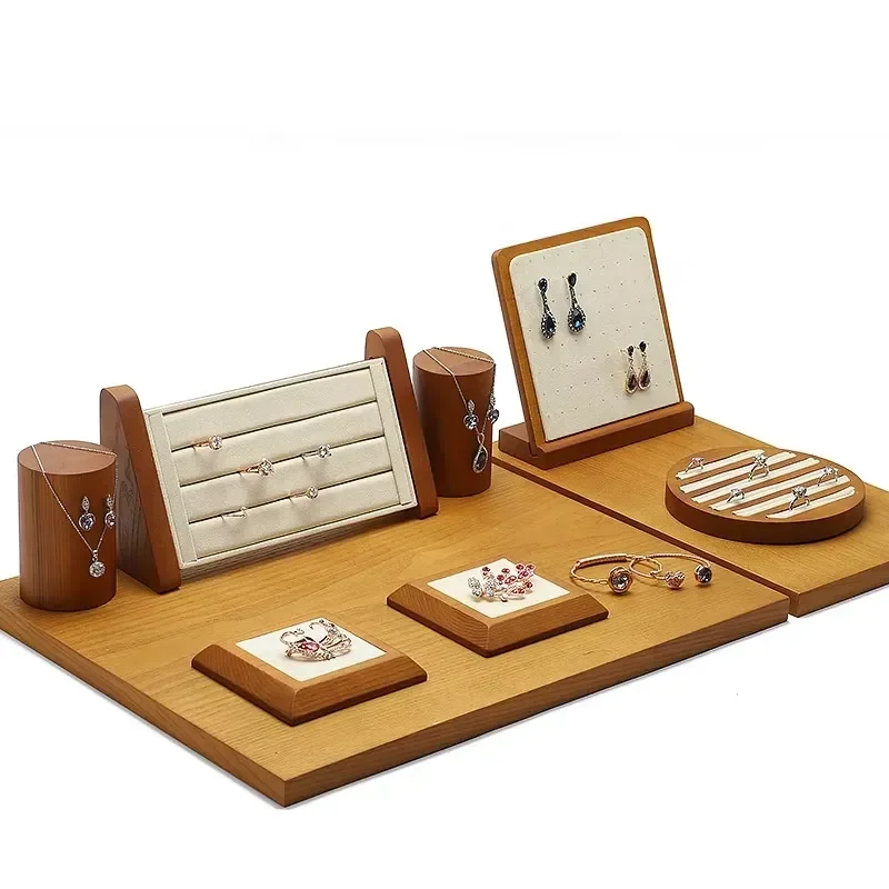 Custom White and Pink Portrait Mannequin with Black Leather Neck Earring and Necklace Jewelry Display Bust Stand