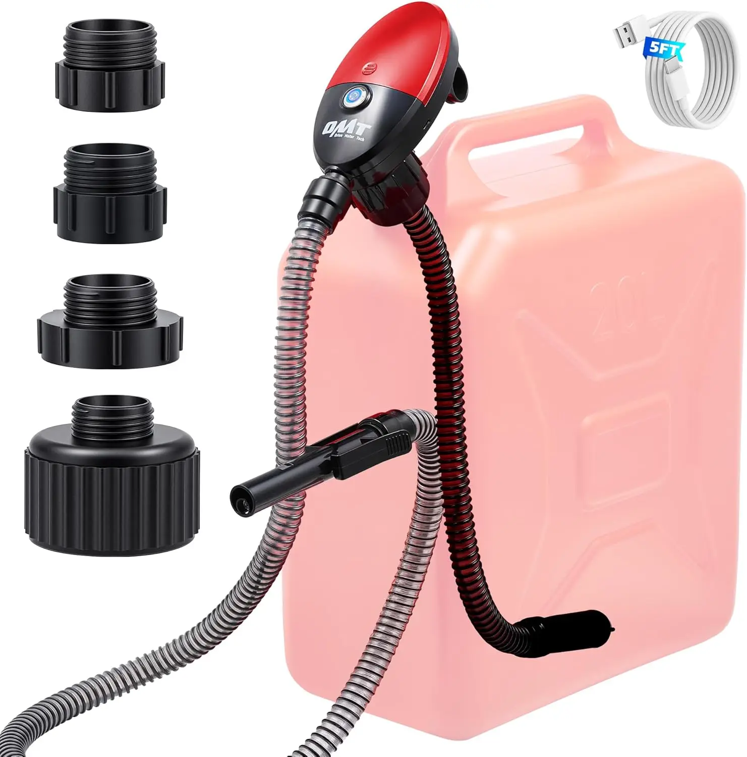 

Электрический насос для перекачки топлива, 3.2GPM, с автоматическим отключением, насадкой и 4 адаптерами для бензина, дизельного топлива, керосина, питание от USB-C/AA