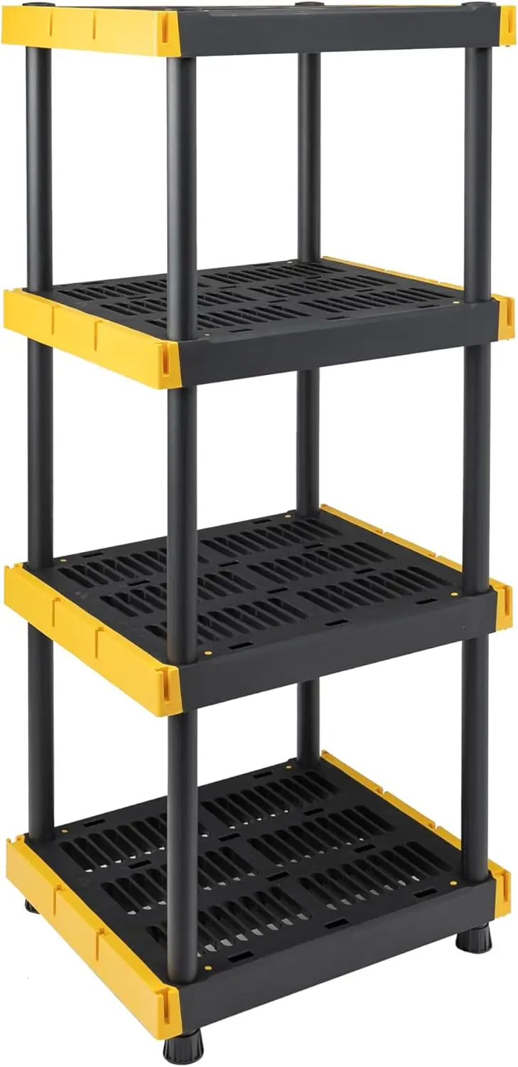 4-Tier Heavy Duty Plastic Storage Shelving Unit, 100lbs/shelf (55”H x 24”W x 20”D), for Indoor/Outdoor Organization,