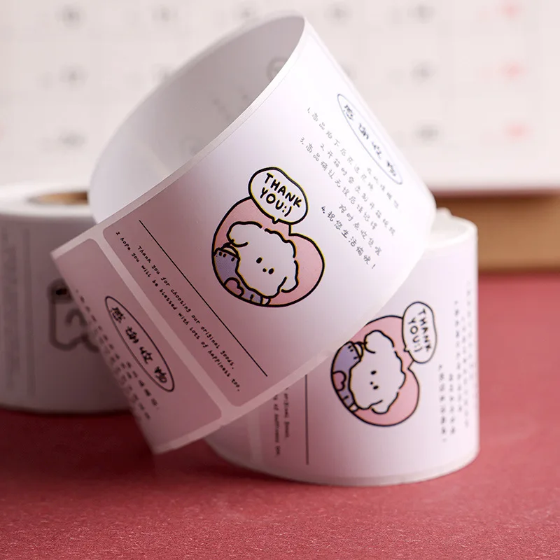200pcs/roll Thank You Stickers for Business Commodity Cute Kawaii Packaging Decoration Sealing Sticker Anime DIY Gift Label Note