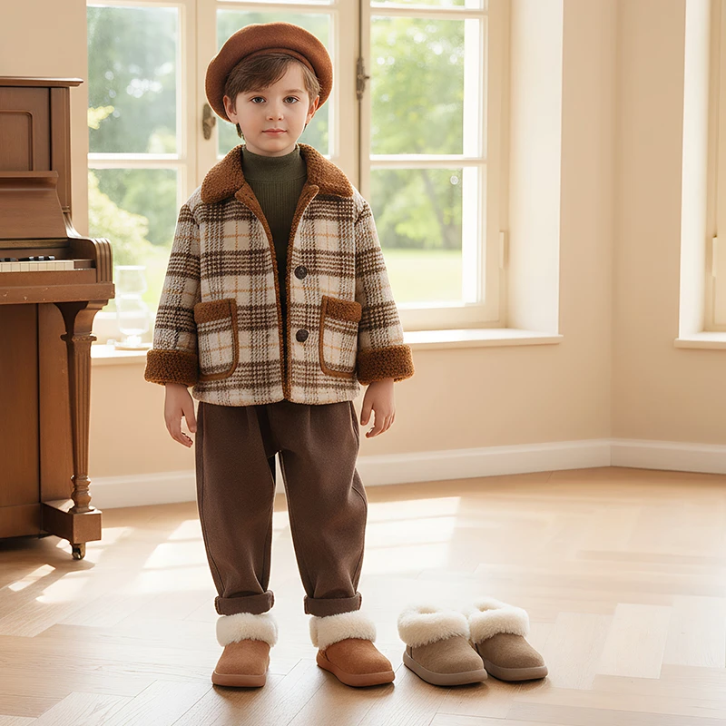 

2025 Winter New Children Casual Cotton Shoes for Girls Fashion Korean Style Soft Bottom Anti-slippery Versatile Princess Boots