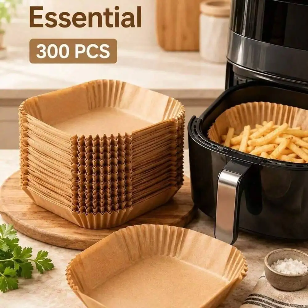 300Pcs Liners, Disposable Parchment Paper Mats, Non-Stick, Easy To Clean, Air Fryer Accessories, Kitchen Supplies.Square Liners