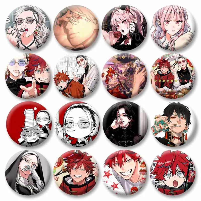 Manga Series Gokurakugai Soft Button Pins Cartoon Tinplate Round Brooch Alma Tao SAOTOME Icon Badge Backpack Clothes Accessories