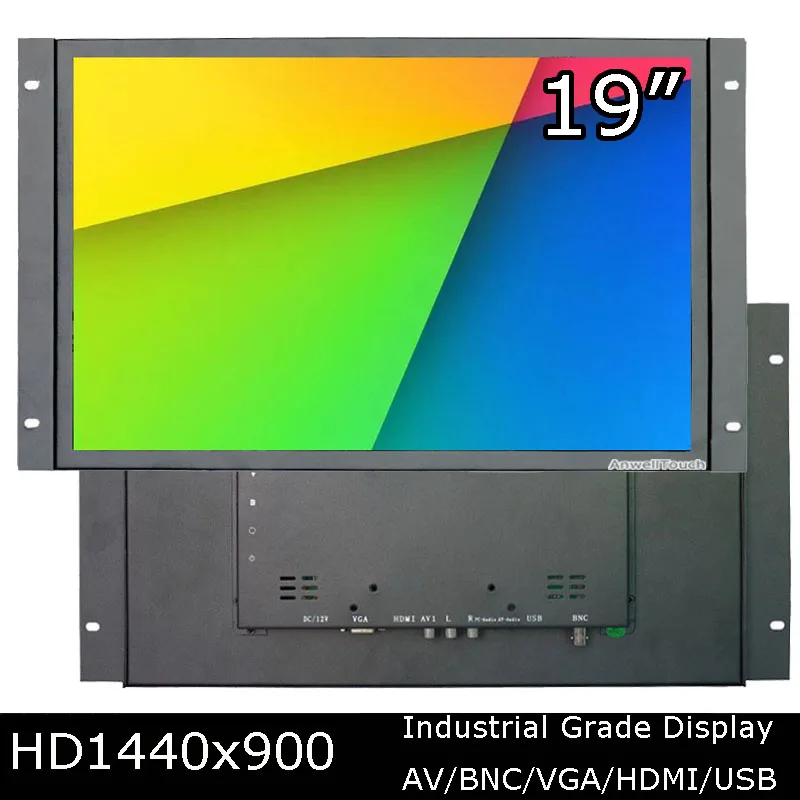 Pantalla Lcd de 19 pulgadas con marco de Metal Industrial integrado, Monitor táctil resistivo, 16:10, 1440x900